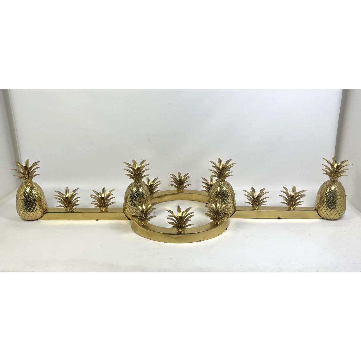 Appraisal: pc Brass Pineapple and Floral Centerpiece Modern Entertaining Listed measurements