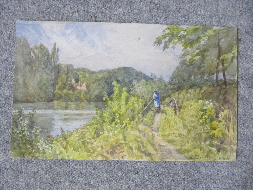 Appraisal: Unframed watercolour 'Goring on Thames' signed FIELD and entitled and