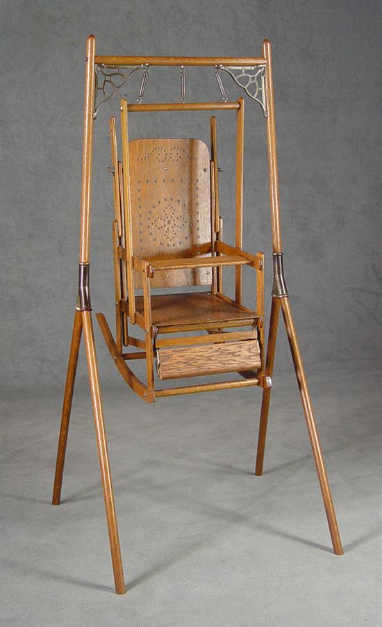 Appraisal: Glascock Oak Baby Jumper Latest patent date Oak chair with