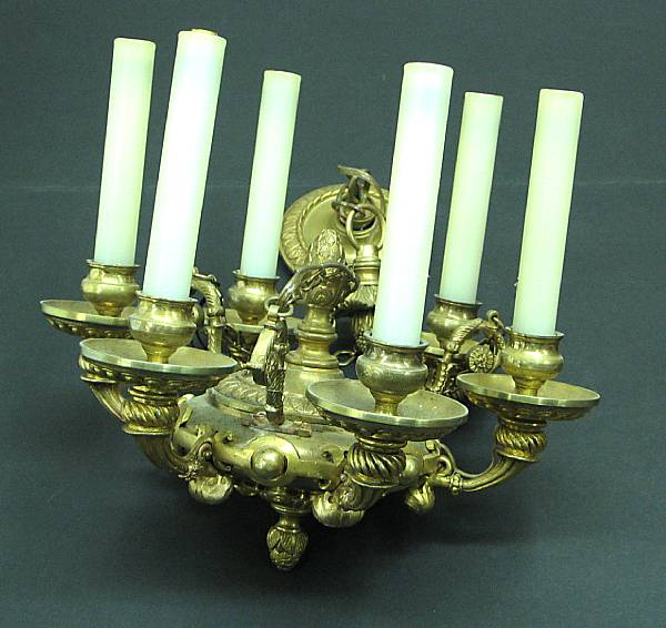 Appraisal: A small Charles X style gilt bronze six light chandelier