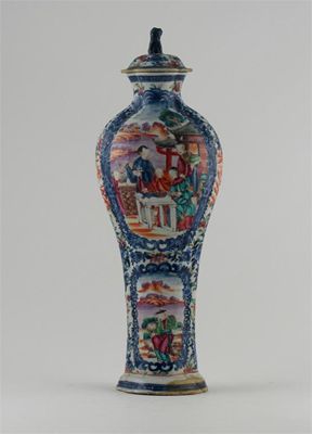 Appraisal: A Chinese Mandarin palette quatrefoil-section vase and lid decorated with