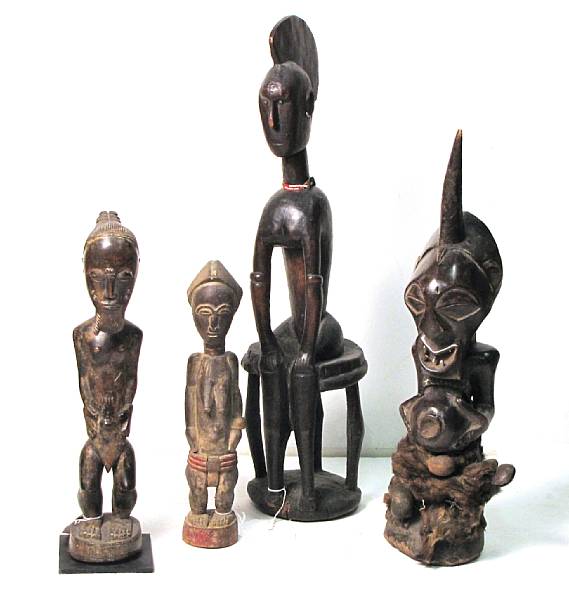 Appraisal: Four Central or West African figures A Songye power figure