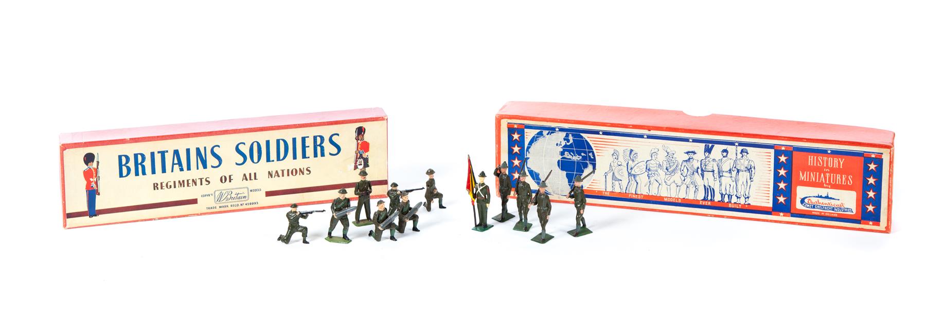 Appraisal: TWO BOXES OF CAST TOY SOLDIERS Twenty-nine British World War