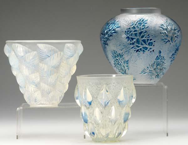 Appraisal: RENE LALIQUE Three vases Esterel of clear and frosted glass