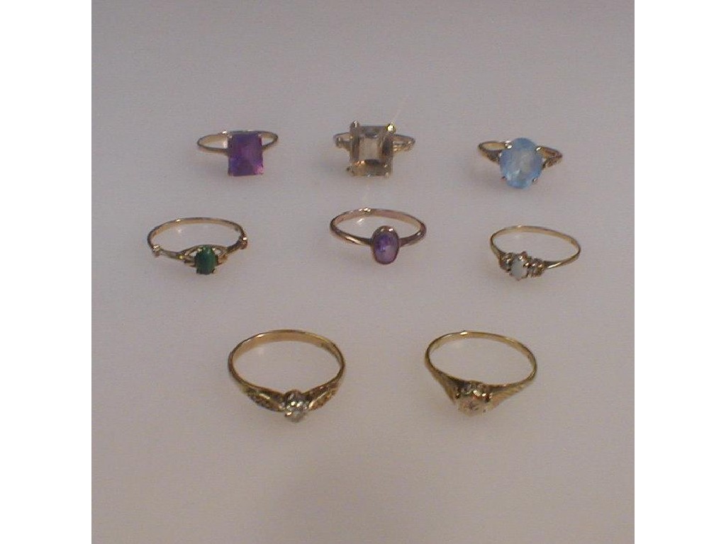 Appraisal: Eight ct gold stone set dress rings