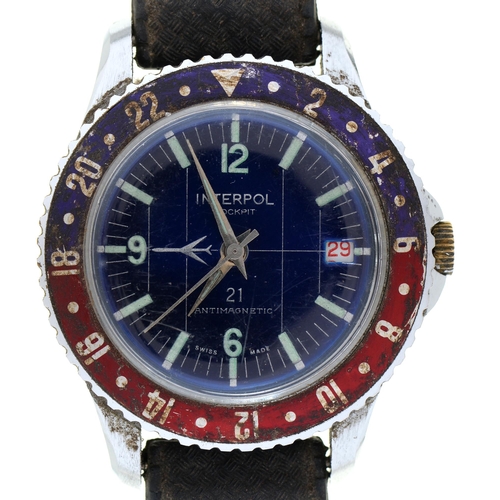 Appraisal: An Interpol stainless steel diver's watch with blue dial mm