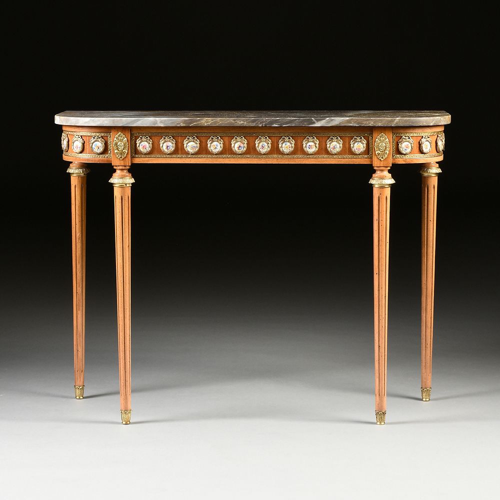 Appraisal: A LOUIS XVI REVIVAL STYLE MARBLE TOPPED AND PORCELAIN MOUNTED