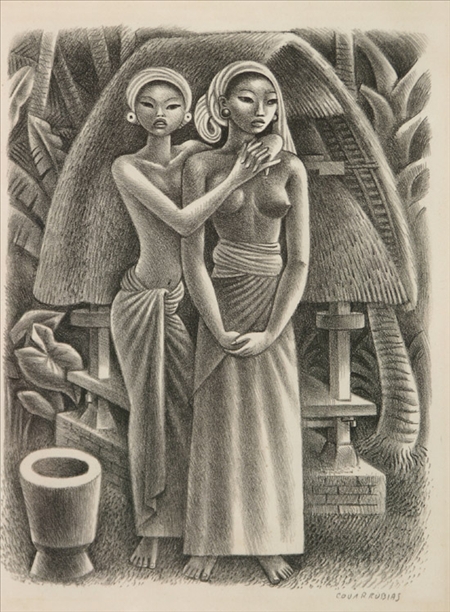 Appraisal: Miguel Covarrubias Mexican - Rice Grainery Bali Lithograph signed Covarrubias