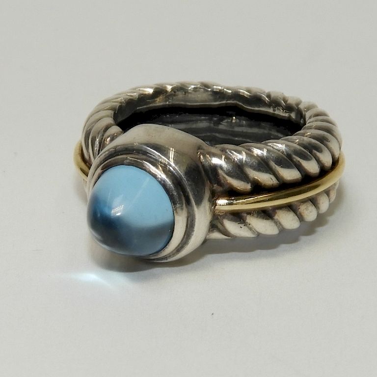 Appraisal: K Yellow Gold Sterling Silver Aquamarine Ring th Century High