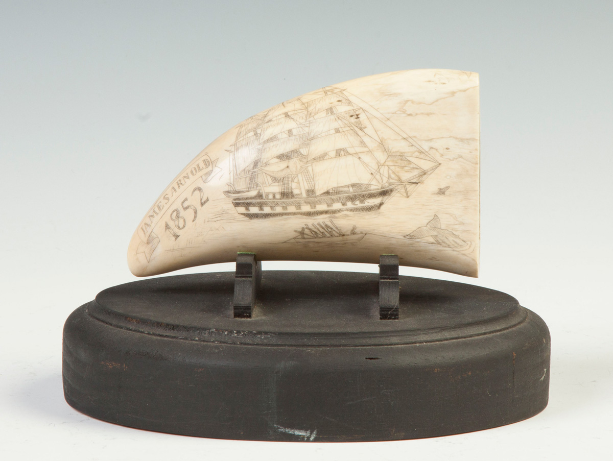 Appraisal: Scrimshaw Whale's Tooth th cent with th cent engravings