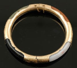 Appraisal: JADE SET BANGLE IN CT GOLD