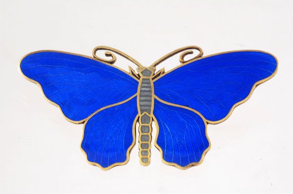 Appraisal: Blue enamel butterfly pin Stamped on reverse CC Sporong Co