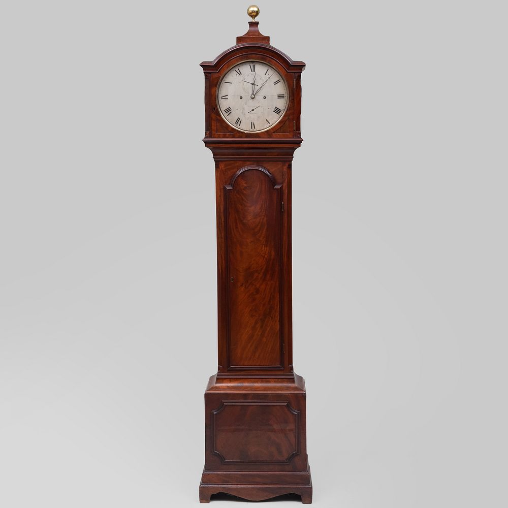 Appraisal: Late George III Brass-Inlaid Mahogany Tall-Case Clock Signed William Nicoll