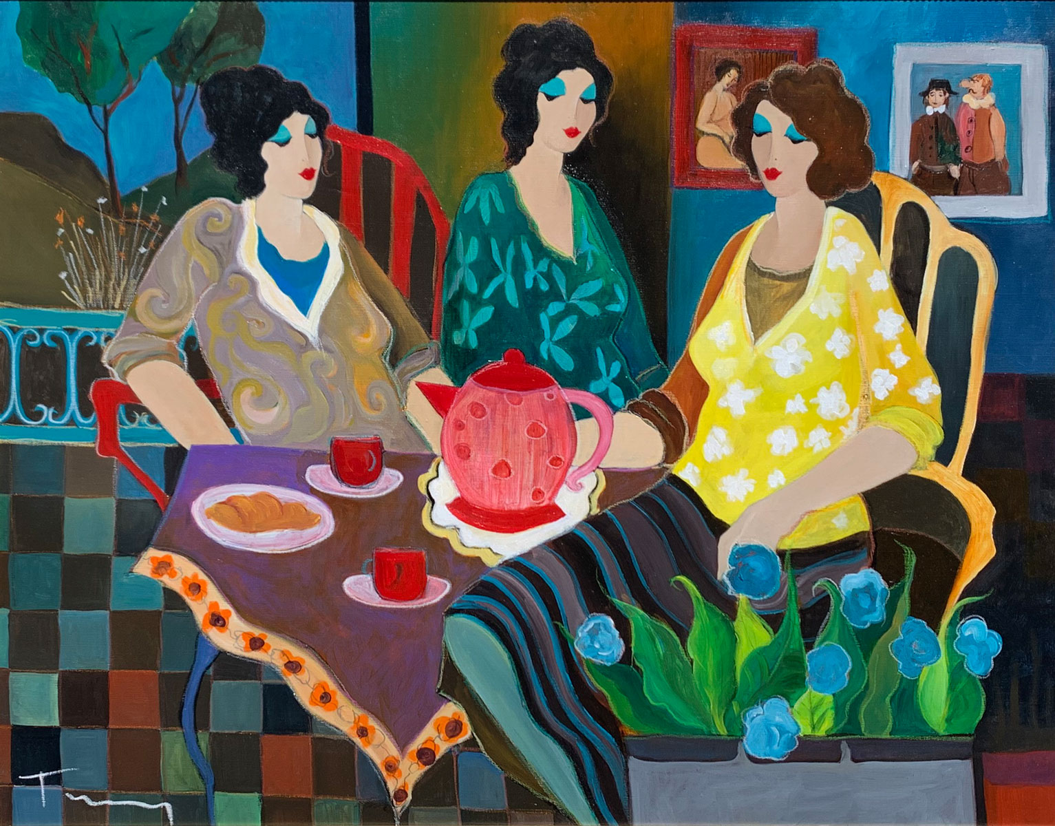 Appraisal: TARKAY Itzchak Israel - Three Ladies in an Interior Oil