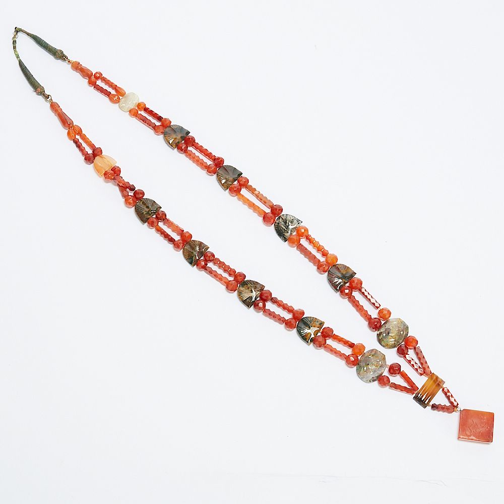 Appraisal: th- th c Qajar Carnelian Necklace th- th c Persian