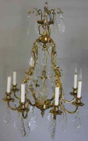 Appraisal: Gilt Metal Arm Chandelier From a Manhattan NY estate Dimensions