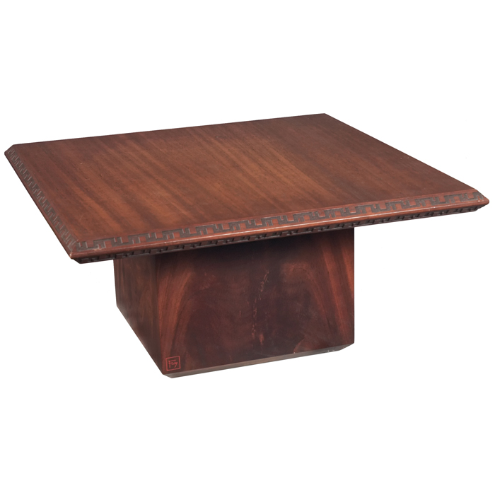 Appraisal: Frank Lloyd Wright table manufactured by Heritage Henredon square top