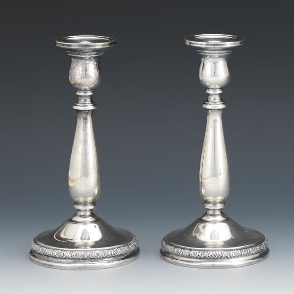 Appraisal: PAIR OF INTERNATIONAL STERLING PRELUDE CANDLE HOLDERS x Sterling candle