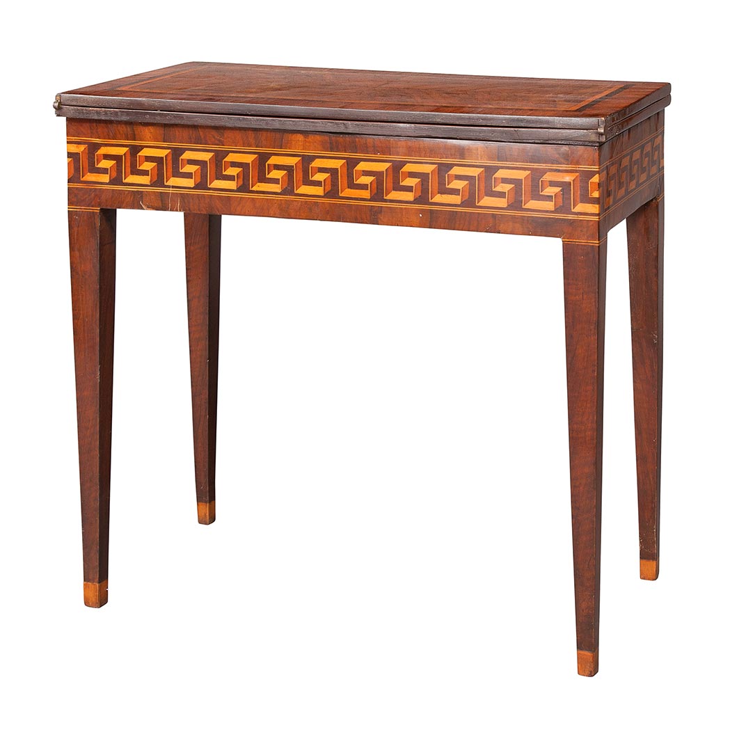 Appraisal: Northern Italian Neoclassical Olive Wood Walnut and Parquetry Fold-Over Games