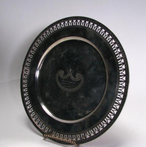 Appraisal: Italian silver presentation plate marked Anastasia Roma silver diameter with