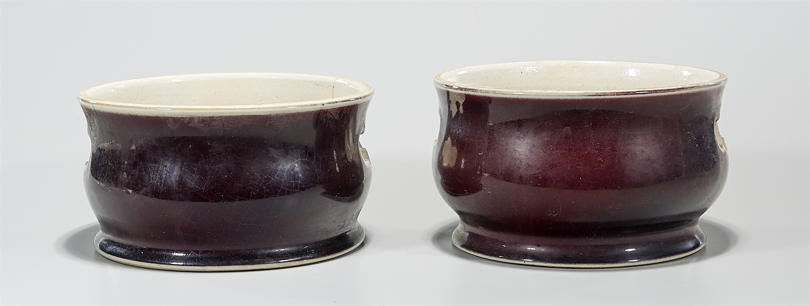 Appraisal: Pair of Chinese purple glazed porcelain basins x each approx