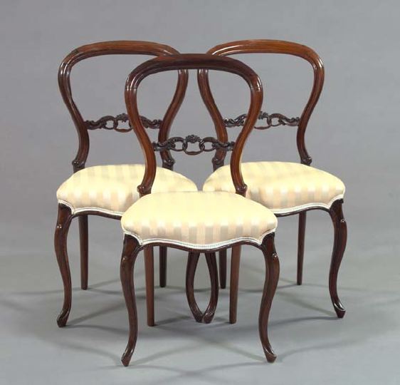 Appraisal: Suite of Three Victorian Rosewood Sidechairs third quarter th century