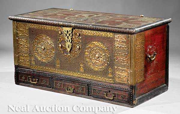 Appraisal: A Moroccan Carved Medina Dower Chest early th c hinged