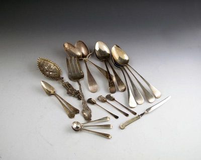 Appraisal: A mixed lot of silver flatware various dates and makers