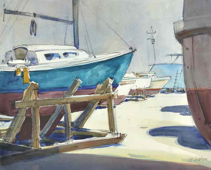 Appraisal: JEROME P GASTON WATERCOLOR on paper California - ''Huntington Boat