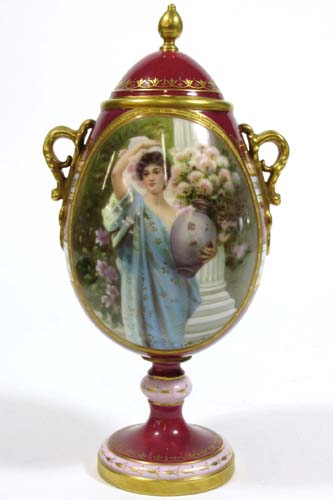 Appraisal: TH C ROYAL RUDOLSTADT ROYAL VIENNA PORCELAIN PORTRAIT URN signed