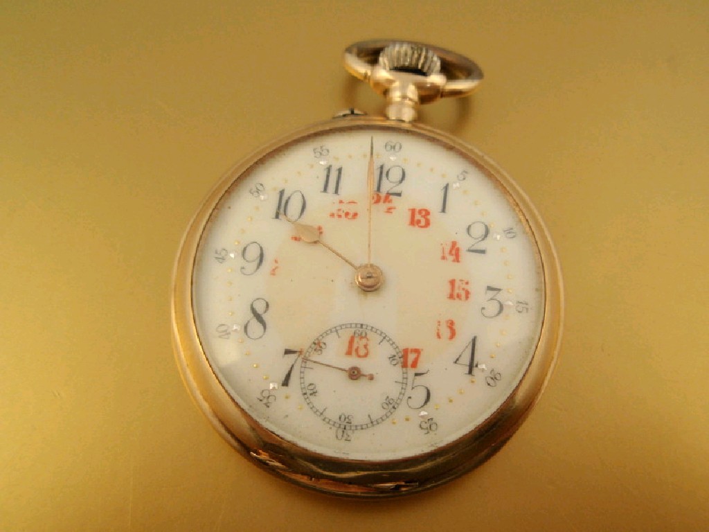 Appraisal: A bezel wind open face pocket watch with case stamped