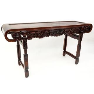 Appraisal: Antique Chinese Hand Carved Rosewood Altar Console Table Antique Chinese