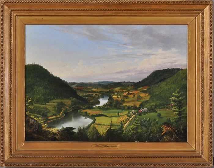 Appraisal: MANNER OF JON WILLIAMSON LANDSCAPE WITH RIVERS AND A FARM