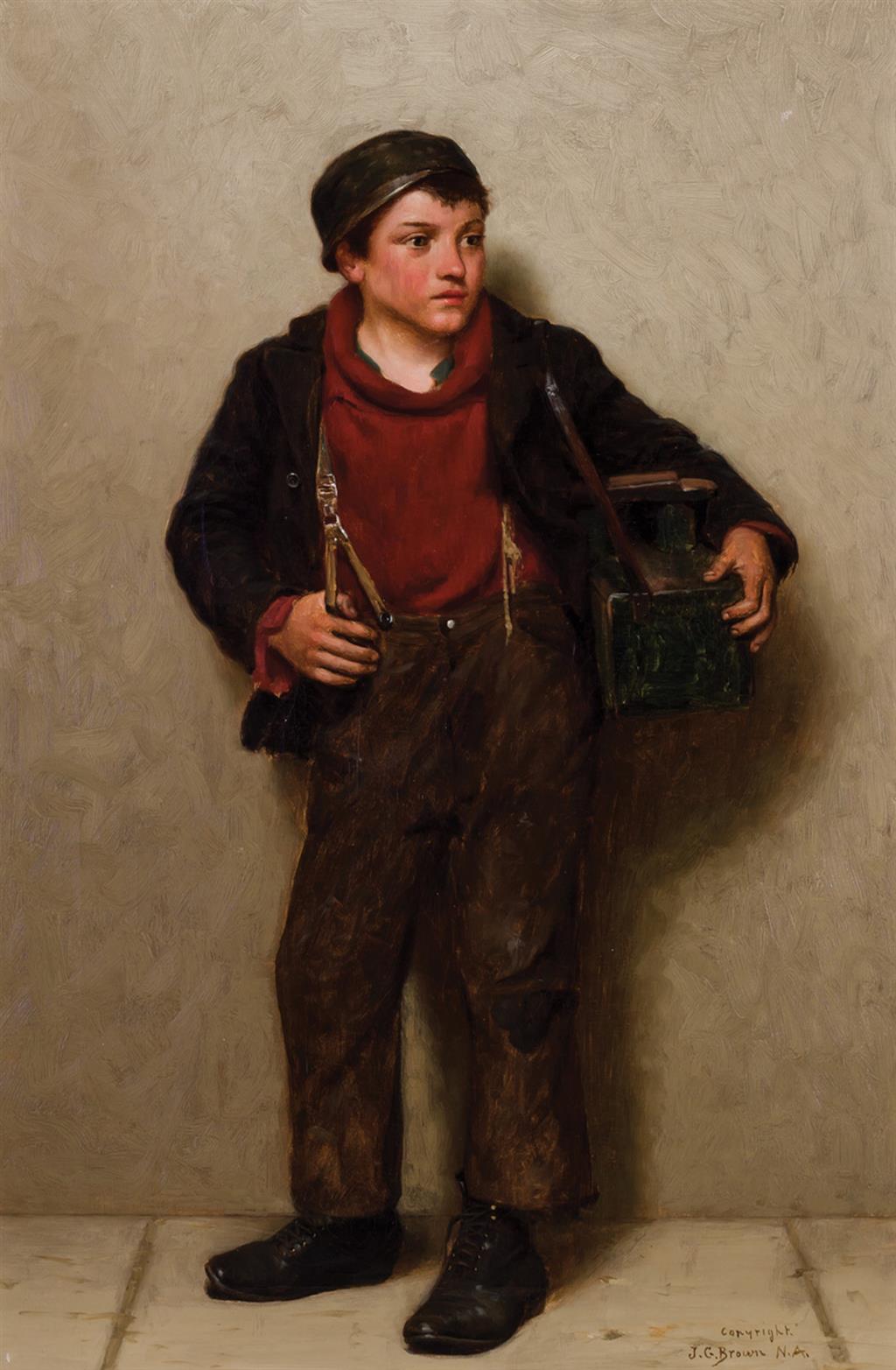 Appraisal: JOHN GEORGE BROWN American - Shoeshine Boy oil on canvas