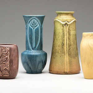 Appraisal: Rookwood Pottery American - Four Carved Mat Vases glazed earthenware