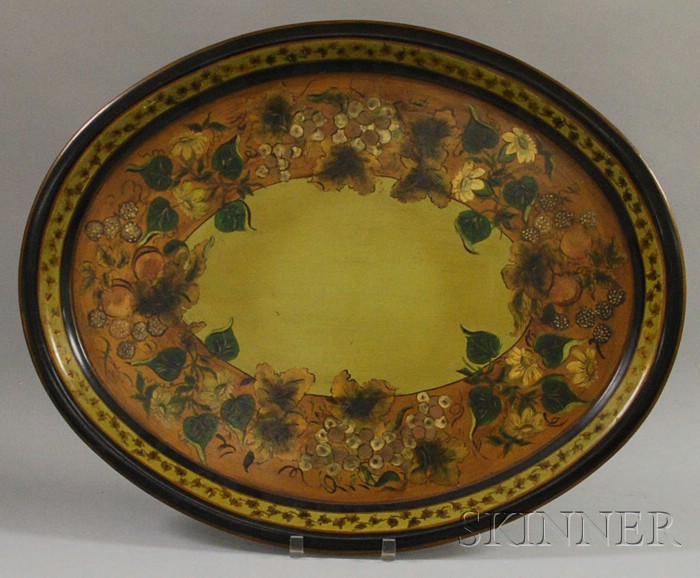 Appraisal: Large Oval Paint-decorated Tole Tray lg in