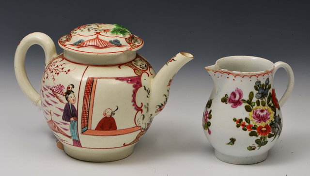 Appraisal: A WORCESTER POLYCHROME TEAPOT and cover painted with Chinese figures