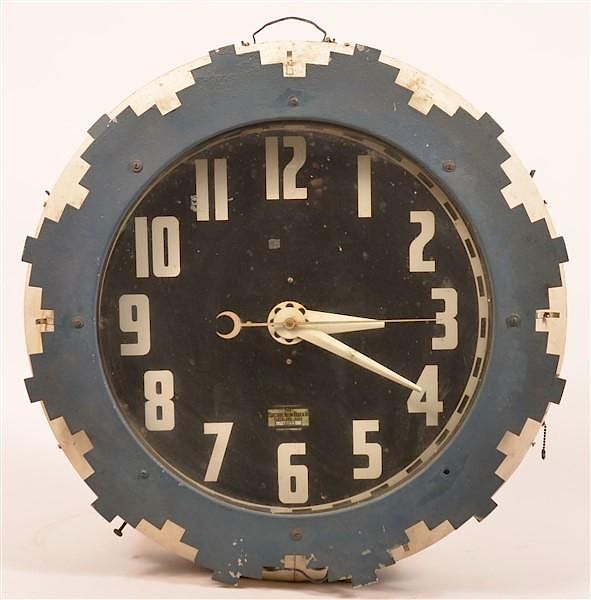 Appraisal: Art Deco Tin and Metal Painted Wall Clock Art Deco