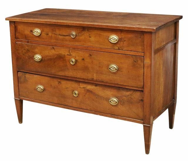 Appraisal: Italian Neoclassical walnut commode th c fitted with three drawers