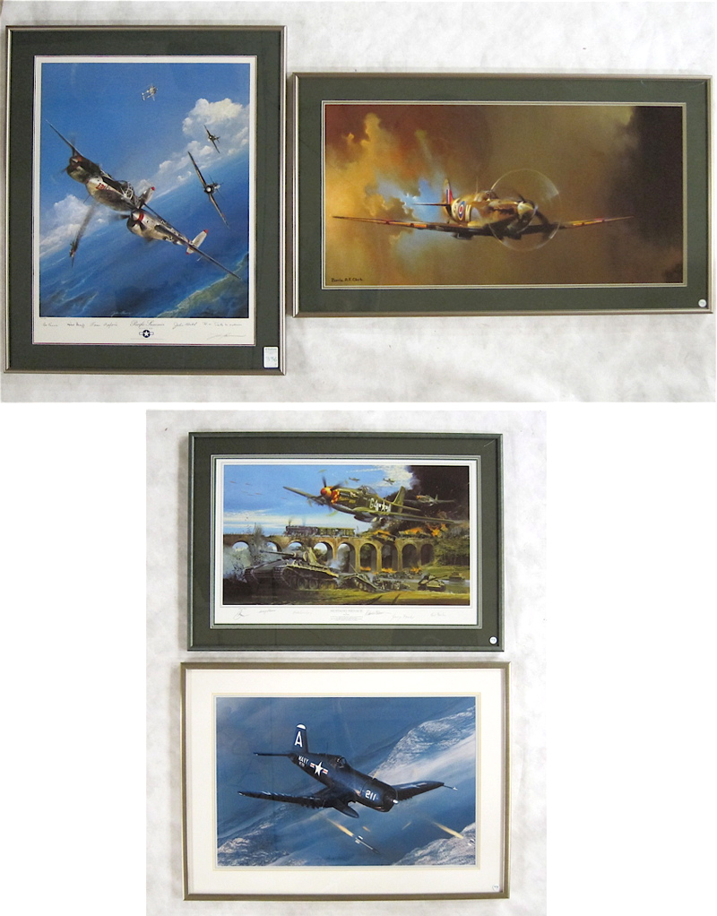 Appraisal: FOUR FIGHTER PLANE OFF-SET LITHOGRAPHS John D Shaw titled Pacific