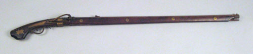 Appraisal: Middle Eastern matchlock musket approx caliber with brass appliques and