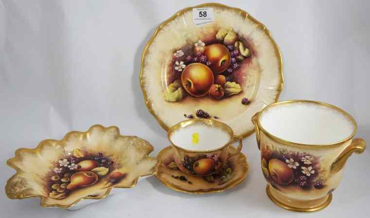 Appraisal: Hammersley China Hand Painted collection comprising Dish Plate Cup and