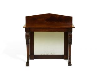 Appraisal: AN EMPIRE MAHOGANY MIRROR BACK CONSOLE TABLE AN EMPIRE MAHOGANY