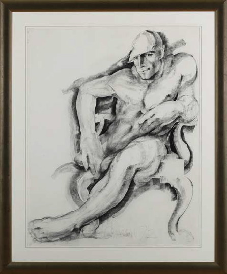 Appraisal: George Valentine Dureau American Louisiana b Male Nude Seated charcoal