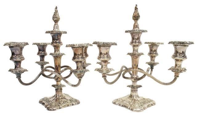 Appraisal: pair American silver plate five-light candelabra E G Webster Son