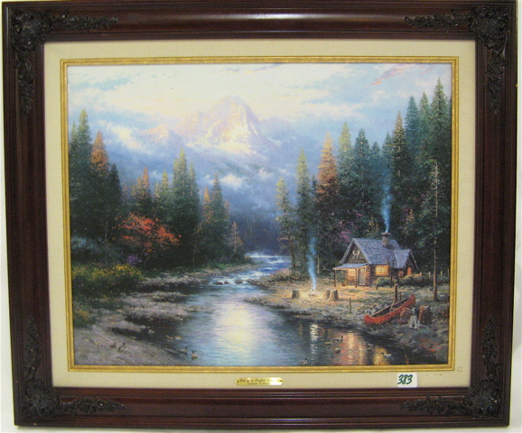 Appraisal: THOMAS KINKADE LIMITED EDITION COLOR PRINT ON MASONITE American th