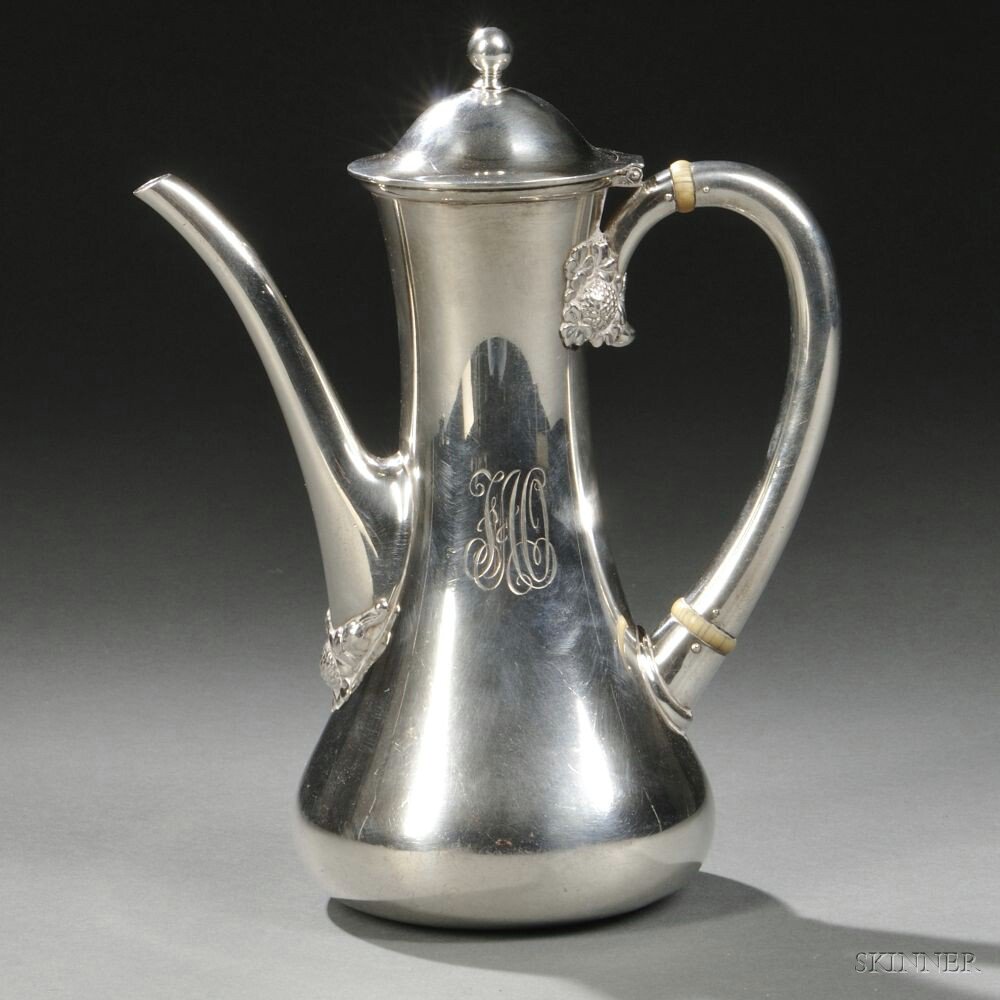 Appraisal: Tiffany Co Sterling Silver Coffeepot New York - slender elongated