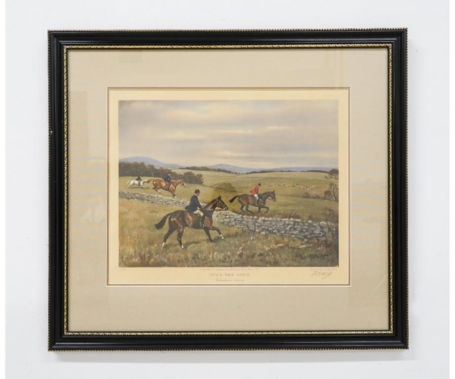 Appraisal: Franklin B Voss framed and matted hunting print titled Over