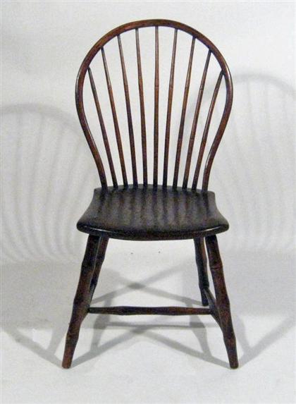 Appraisal: Windsor bow-back side chair th century With nine bamboo styled