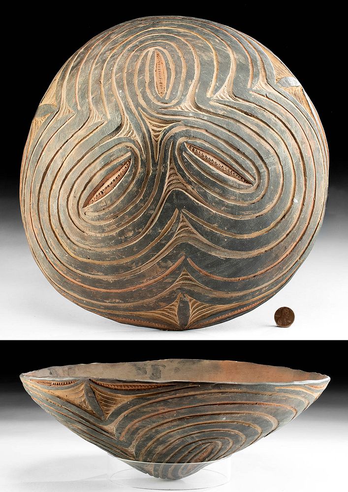 Appraisal: Early th C Papua New Guinea Polychrome Bowl Oceania Papua